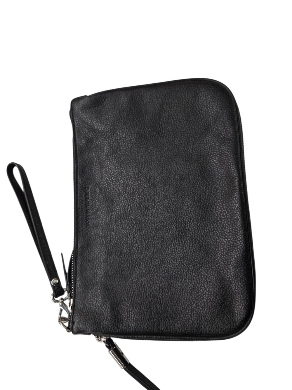 Banana Republic Black Pebbled Leather Wristlet Clutch expandable